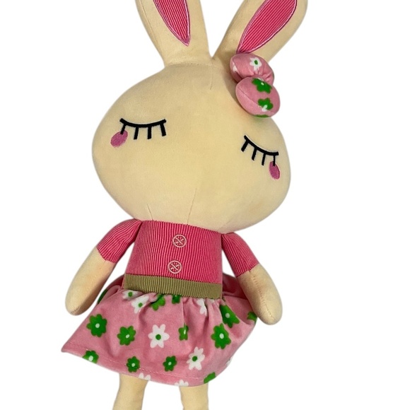 CLLayees Plush Bunny Doll Pink Floral Dress 20”  Stuffed Animal Toy - Picture 3 of 10